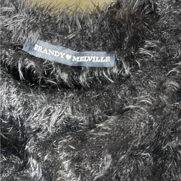 Brandy Melville Black Fuzzy Sweater Medium Cozy Soft EUC - Picture 5 of 6
